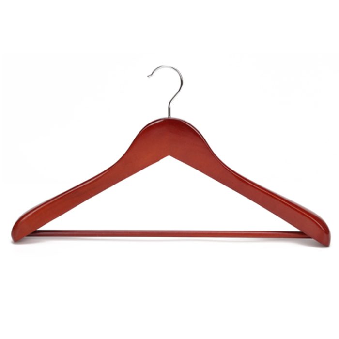 Vintage solid wooden coat hanger for middle and high end market elegant red color