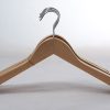 Natural matt color curves shape cheap wooden suit hanger from China supplier