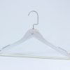 Distressed washed white clothes wooden hanger,square pearly nickle hook,looking essentially last for long time,suit for boutique shop's visual merchandising
