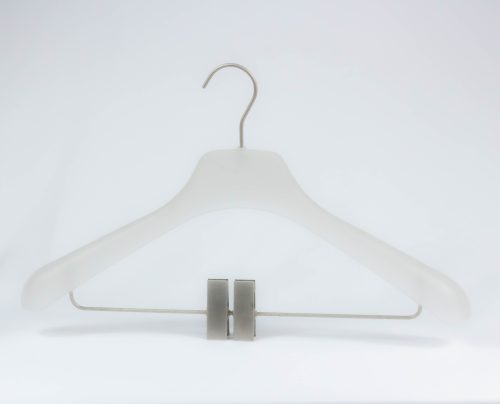 Translucent frosted plastic coat rack with clips,ABS material solidify,Strong bearing force heavy duty design,fancy surface effect,visual merchandising friendly