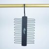 brown multilayer hospitality hanger for tie ,with rectangle black hook,imprint logo for hotel bespoken, luxury hanger care your tie,24 tiers saving space