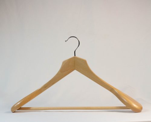 cusp wooden coat hanger with triangle head,with three option screw to fix rectangle bar,triangle head bespoken design,UV coating meet EU policy,curved neck